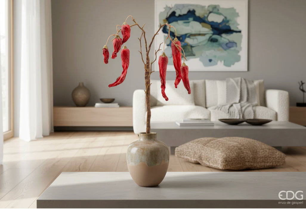 Pianta artificiale con ramo Peperoncino H. 90 cm. EDG - Enzo De Gasperi