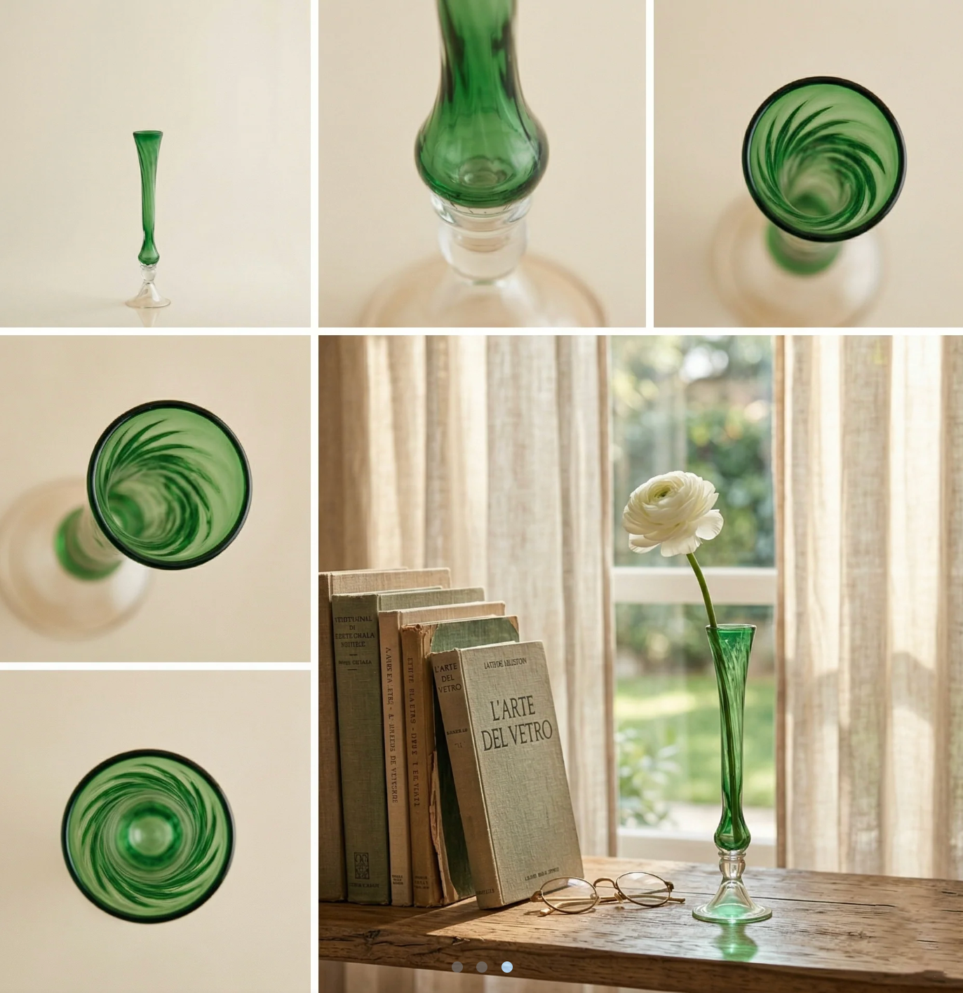 Vaso Flute in vetro verde EDG Enzo De Gasperi – H 70 cm, Ø 15 cm