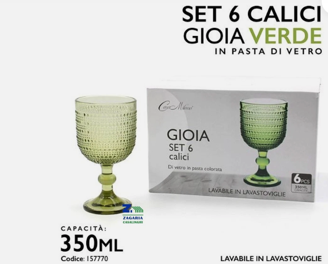 Set di 6 Calici 350ml Gioia - in Pasta di Vetro Colorata