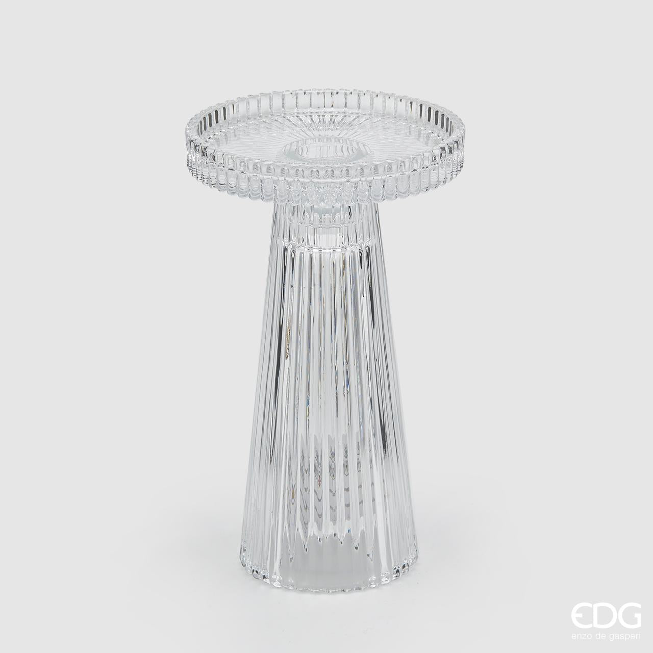 Portacandela Cono Righe H16,5Cm D9Cm - EDG - Natural Trasparente