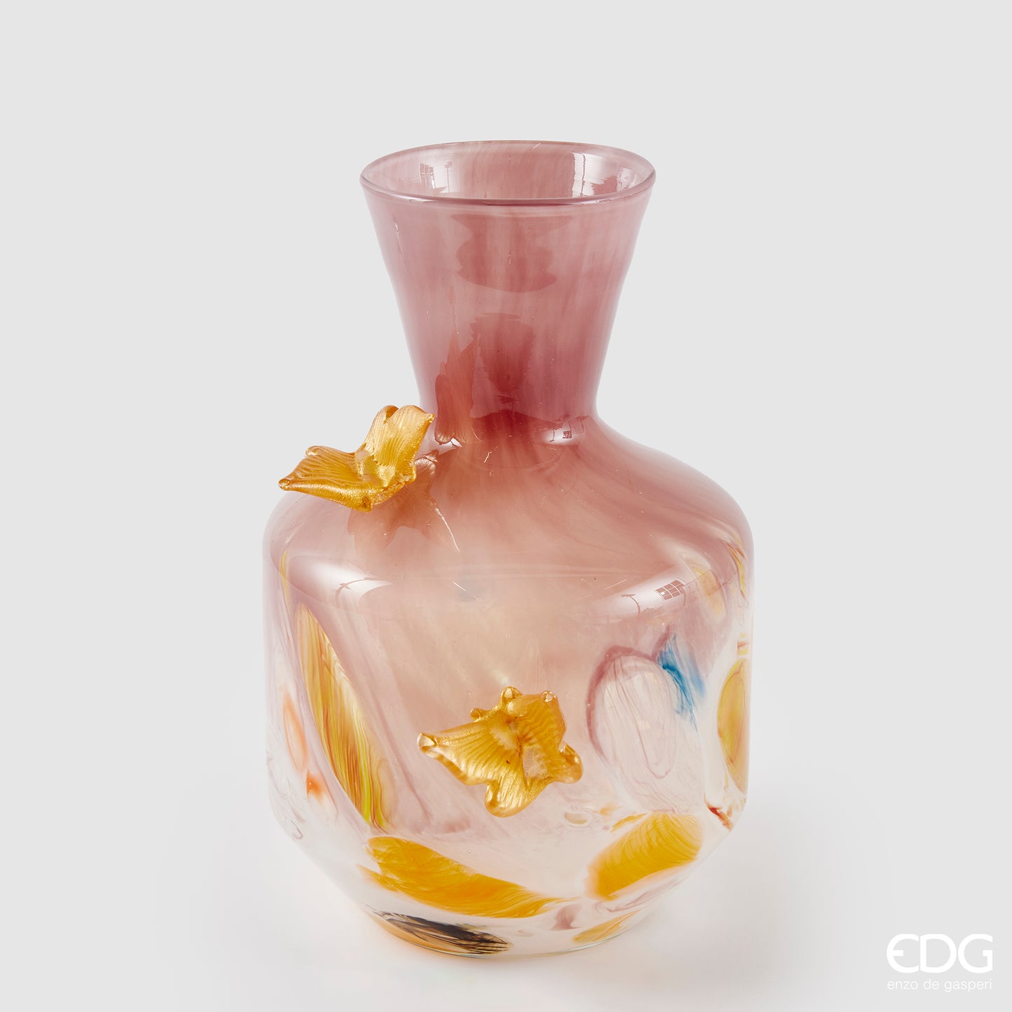 Vaso Vetro "Farfalle" Rosa 2 varianti misura EDG - Enzo De Gasperi