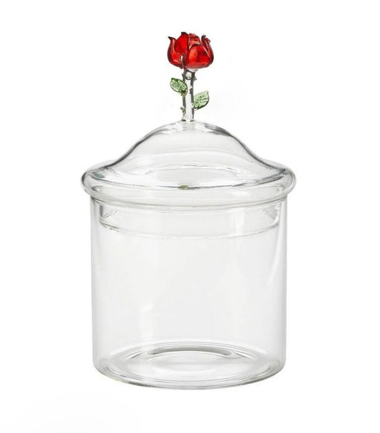Barattolo in vetro Borosilicato con coperchio Rosa h170mm - 550 ml - Galbiati Milano
