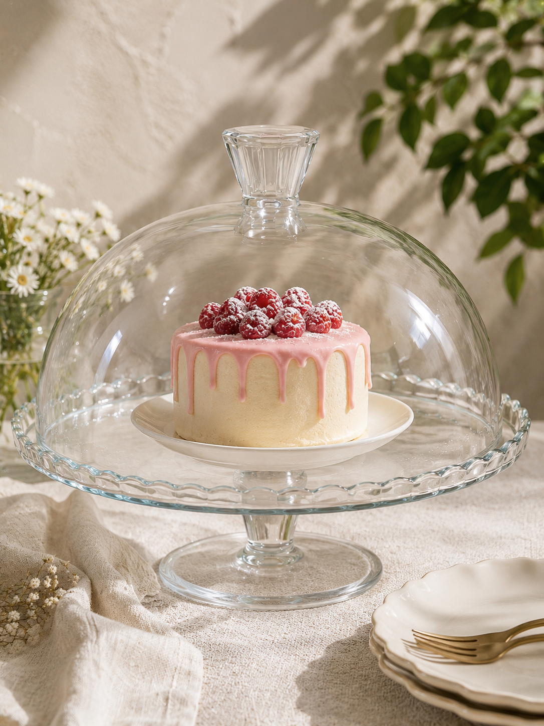 Alzatina con Cupola in Vetro Ø 32 cm- Patisserie Glass Dome
