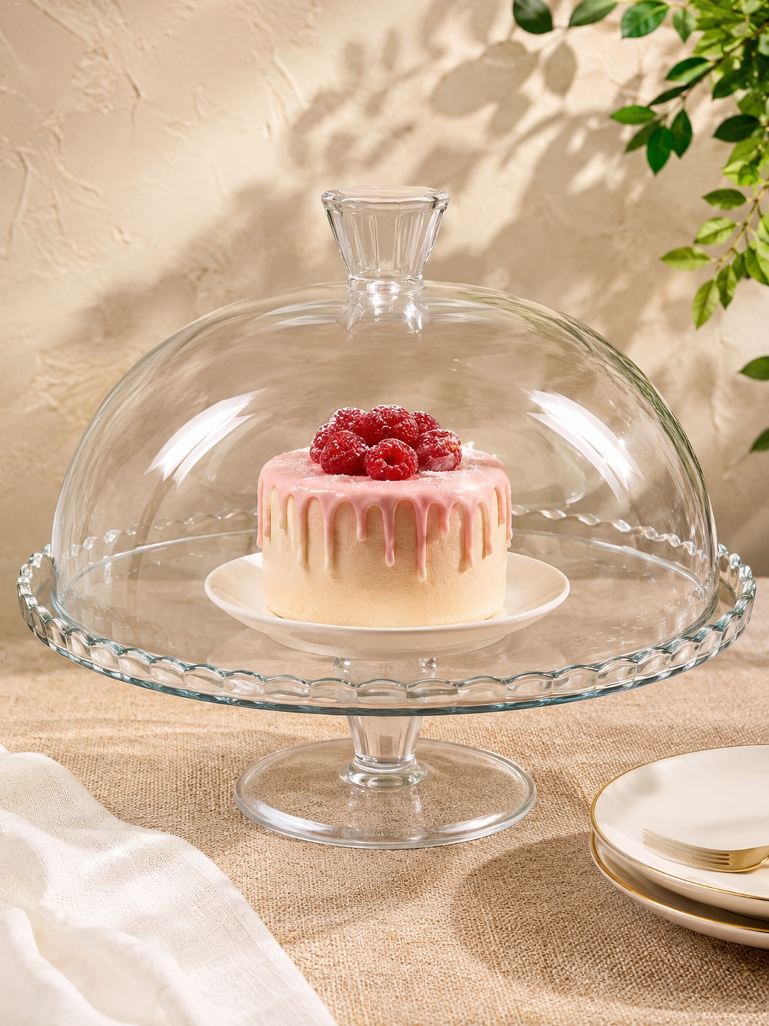 Alzatina con Cupola in Vetro Ø 32 cm- Patisserie Glass Dome
