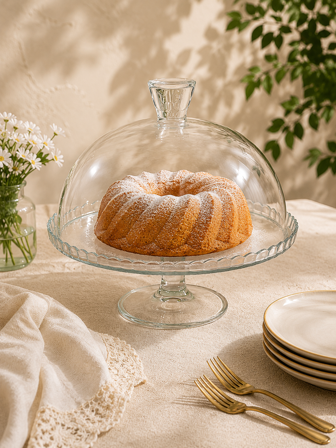 Alzatina con Cupola in Vetro Ø 32 cm- Patisserie Glass Dome