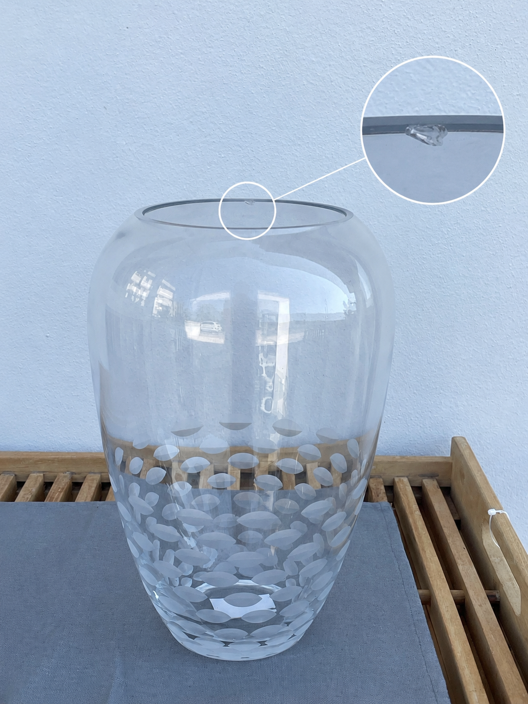 Vaso Bombato in vetro con decorazioni H29xD22 cm EDG - Enzo De Gasperi