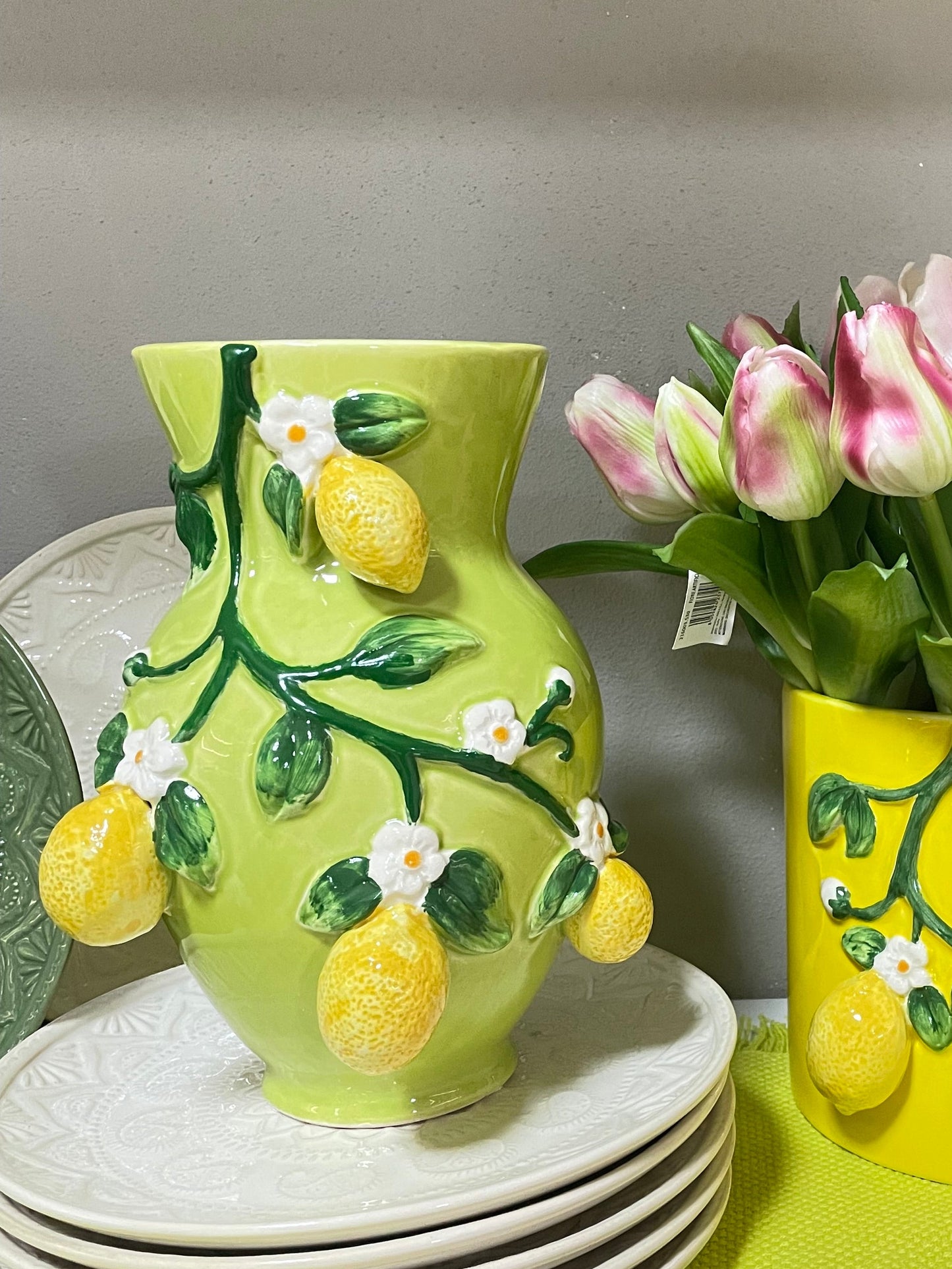Vaso Limoni Ceramica Verde 16,4 x 15,2 x H21,8 cm