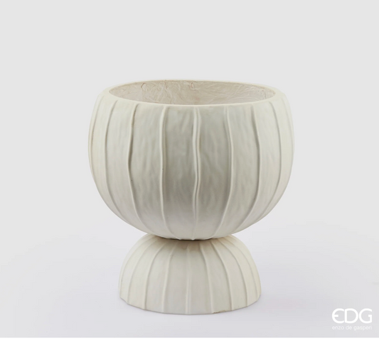 Vaso Righe Bombato Con Piede H35 Bianco - EDG - Enzo De Gasperi