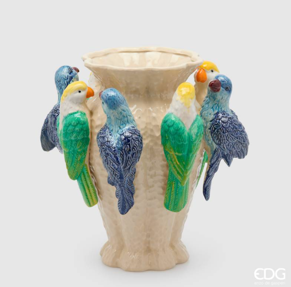 Vaso Chakra con Pappagalli H30,5 D27,5 – Design Artistico e Colorato EDG - Enzo De Gasperi