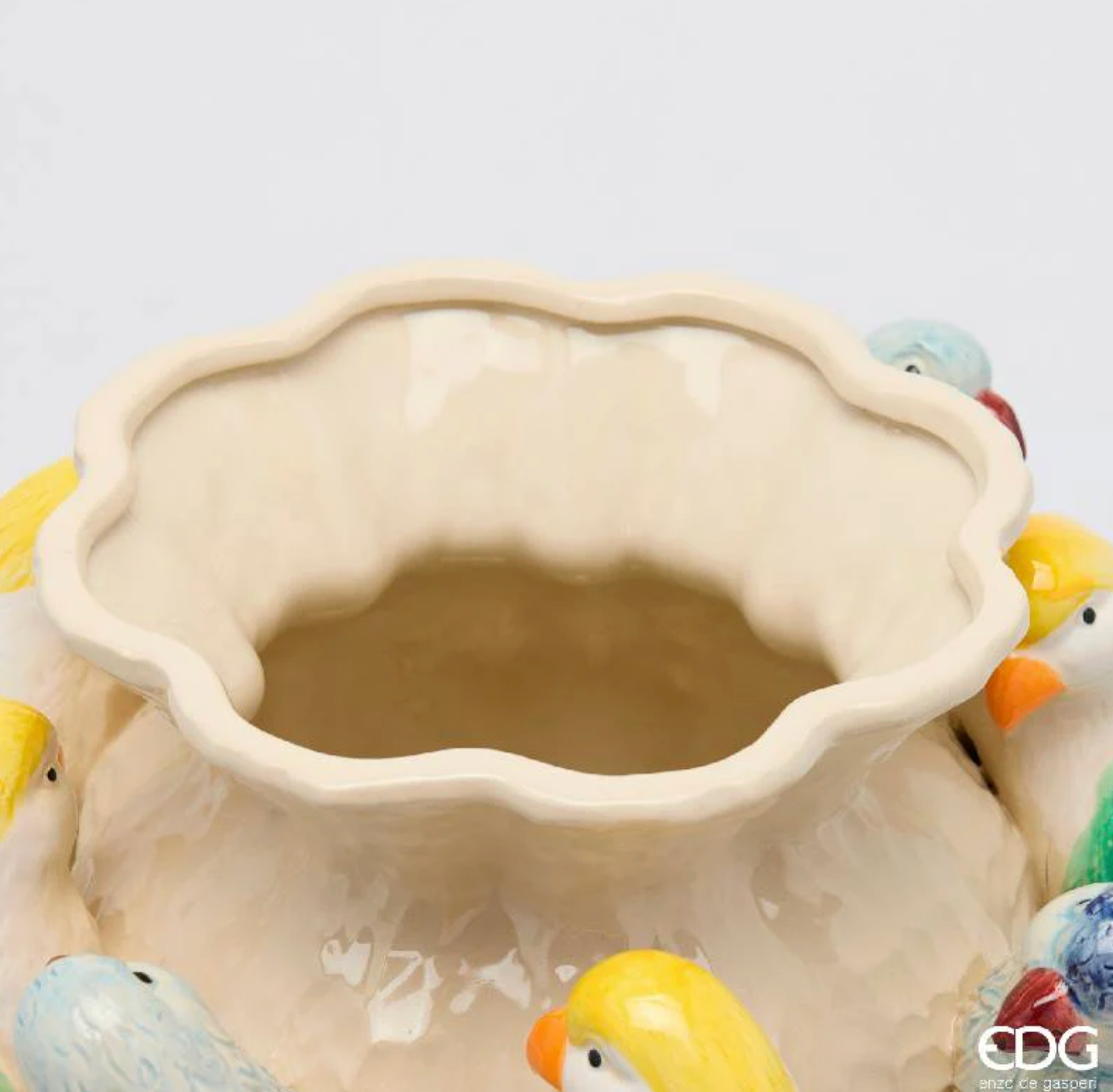 Vaso Chakra con Pappagalli H30,5 D27,5 – Design Artistico e Colorato EDG - Enzo De Gasperi