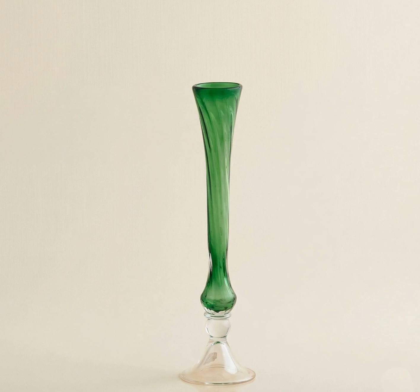 Vaso Flute in vetro verde EDG Enzo De Gasperi – H 70 cm, Ø 15 cm