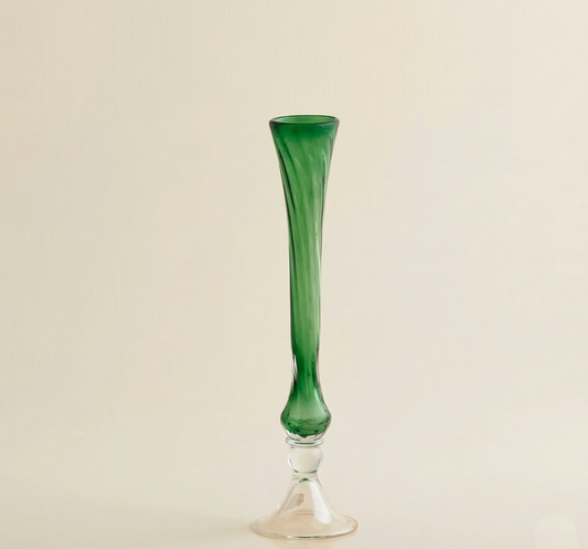 Vaso Flute in vetro verde EDG Enzo De Gasperi – H 70 cm, Ø 15 cm