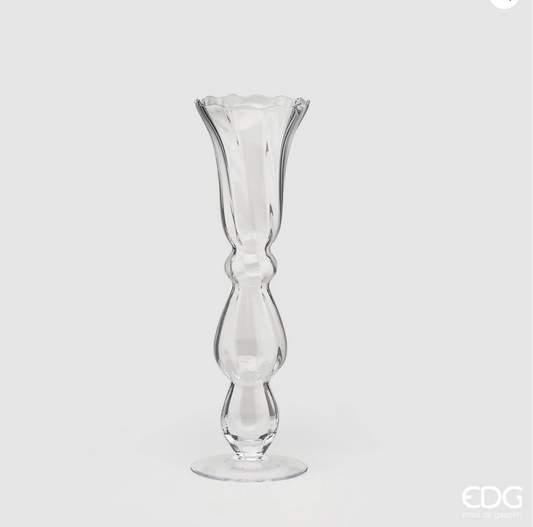 Vaso Optic in vetro trasparente H 55 cm EDG - Enzo De Gasperi