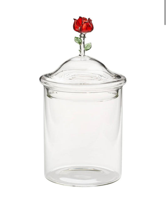 Barattolo in vetro Borosilicato con coperchio Rosa h 200 mm - 750 ml - Galbiati Milano