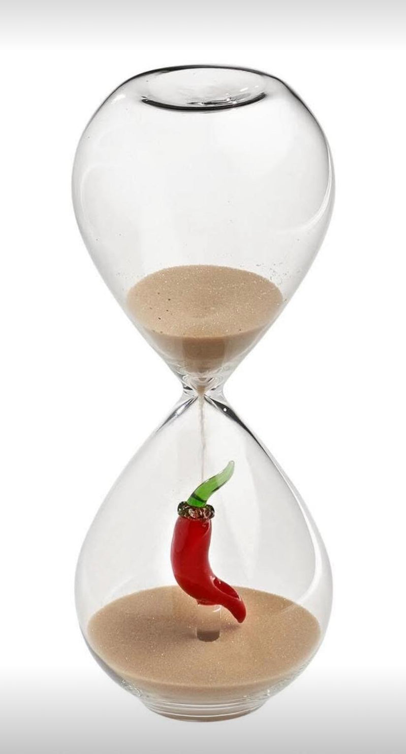 Clessidra Peperoncino in vetro borosilicato con applicazioni in pasta colore fatto a mano - Galbiati Milano