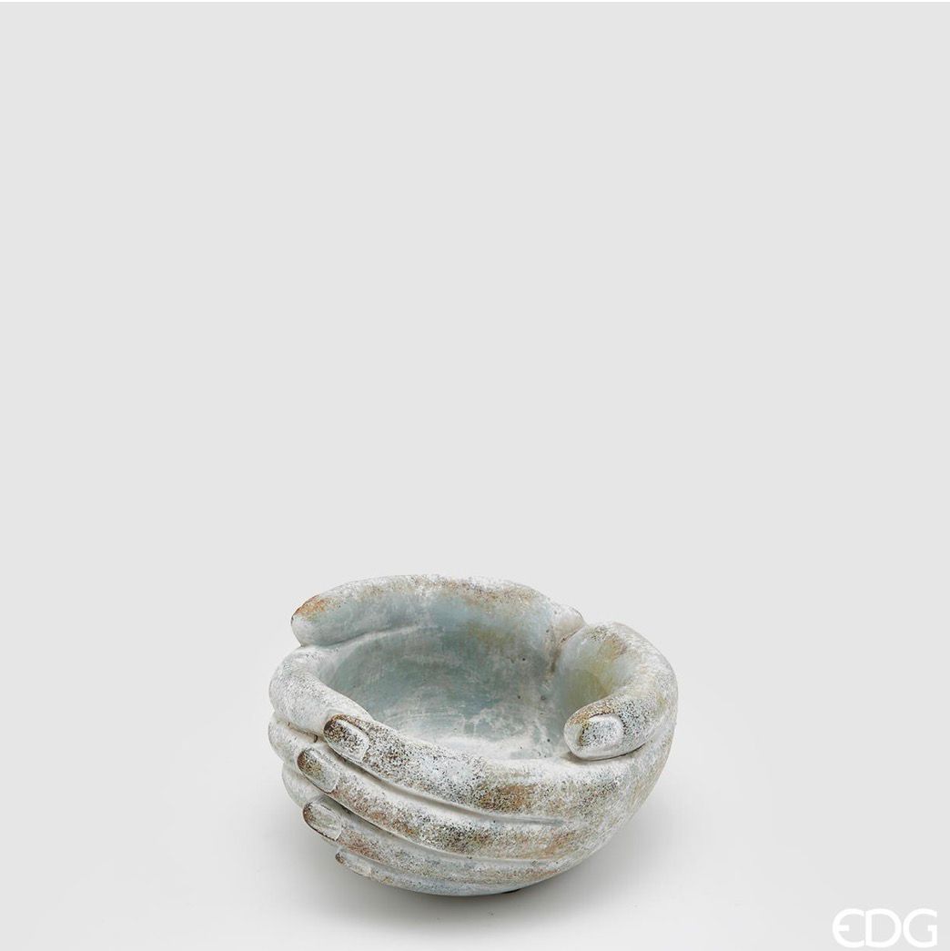 Vaso Cemento mani a coppa in pietra 7cm D13 EDG - Enzo De Gasperi
